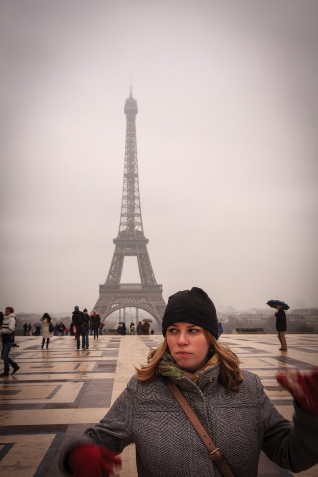 Julia action shot at the Eiffel Tower